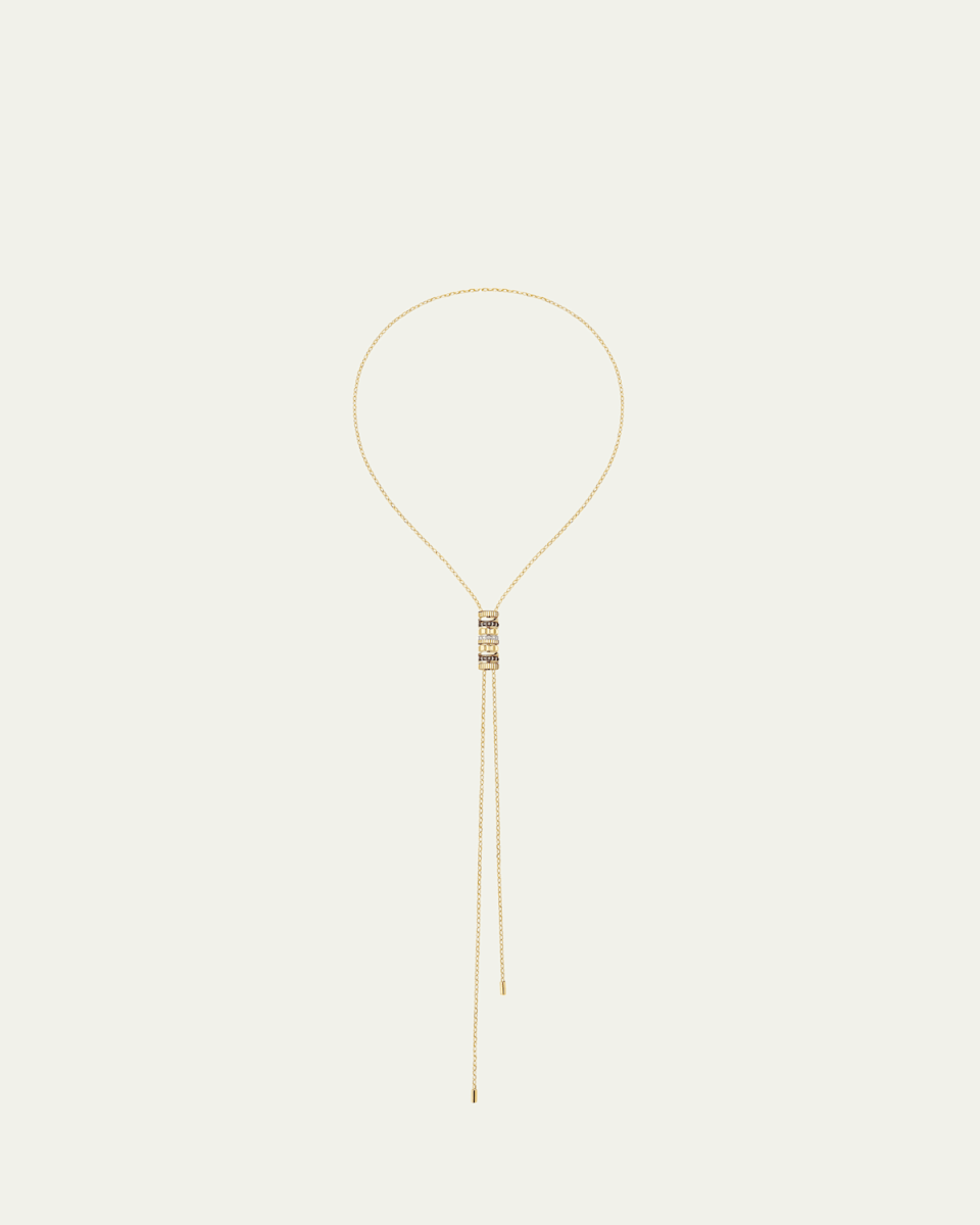 Quatre Classique 18K Tricolor Gold Tie Necklace with Brown PVD and Diamonds